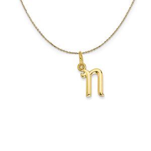 14k Yellow Gold, Claire Mini Lower Case Initial N Necklace - 18 Inch